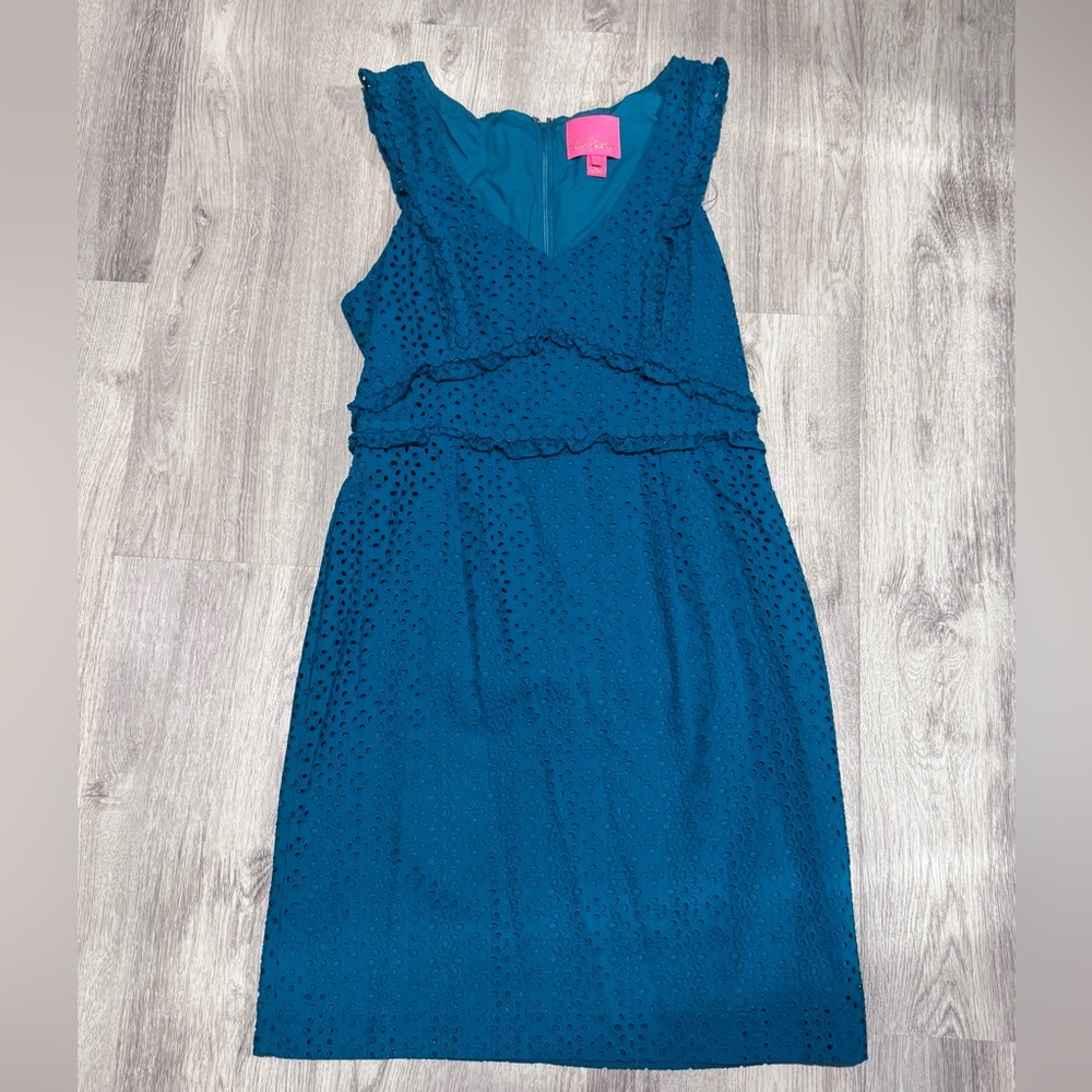 Lilly Pulitzer Teal Eyelet Midi Dress